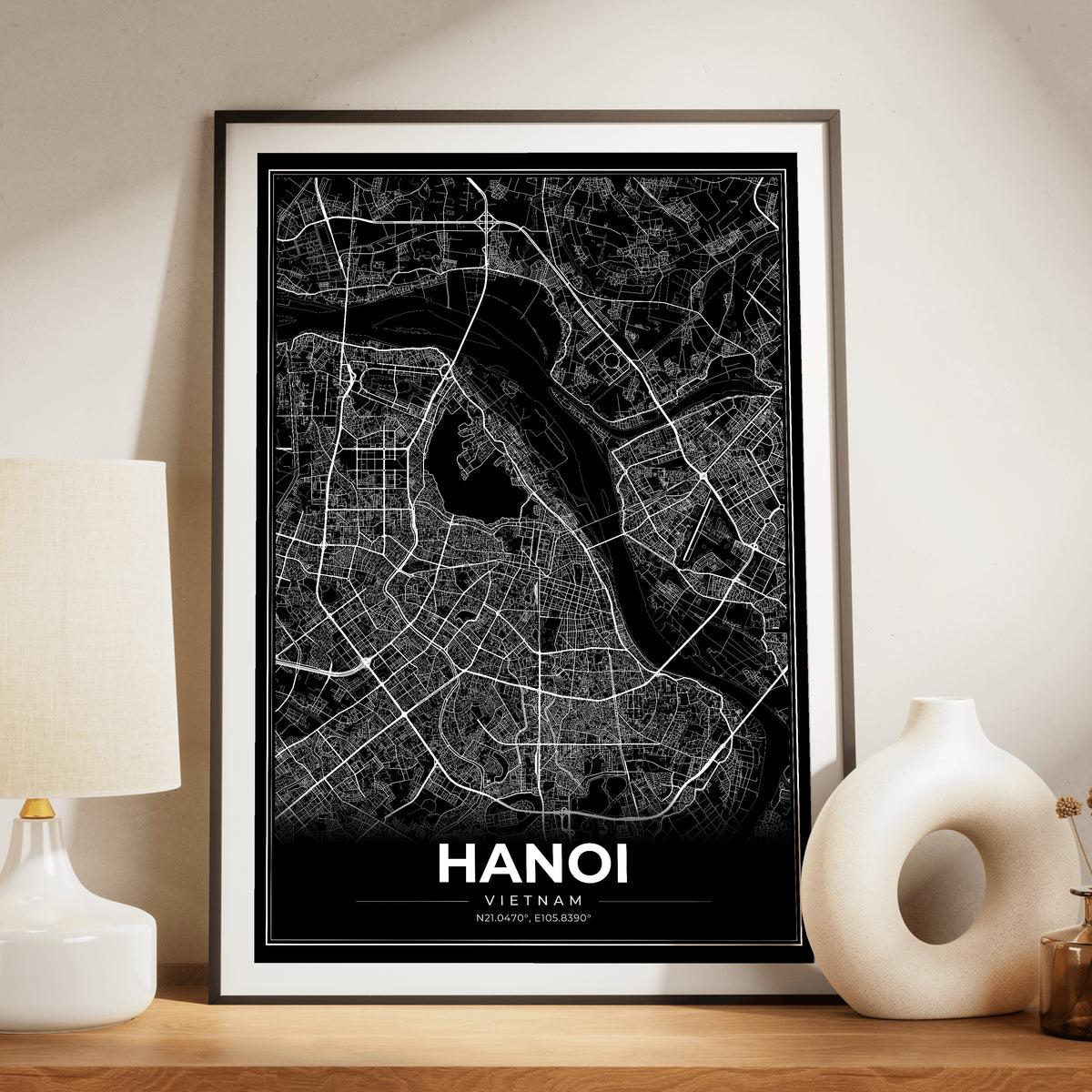 Hanoi Modern Map Poster