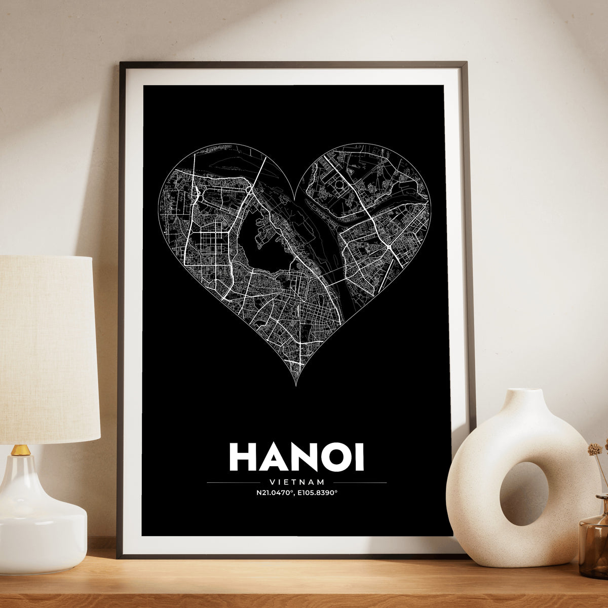 Hanoi Heart Map Poster