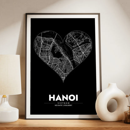 Hanoi Heart Map Poster