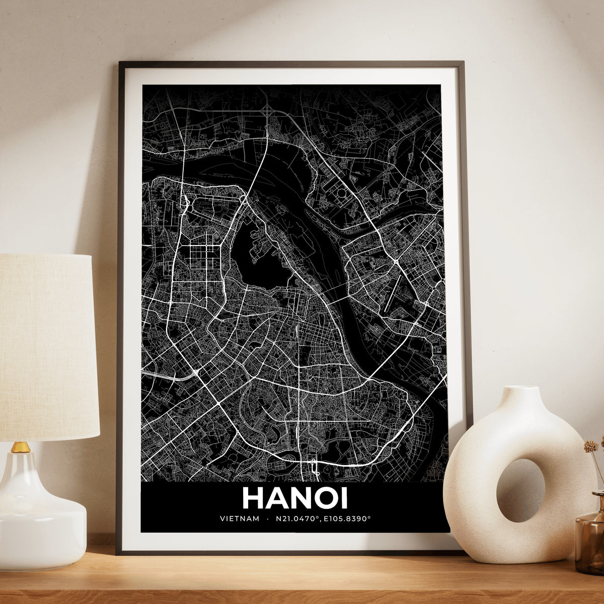 Hanoi Elegant Map Poster