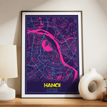 Hanoi Cyberpunk Map Poster