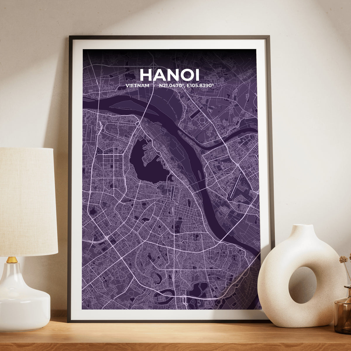 Hanoi Dusk Map Poster