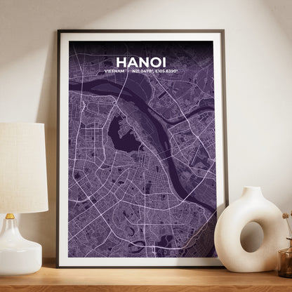 Hanoi Dusk Map Poster