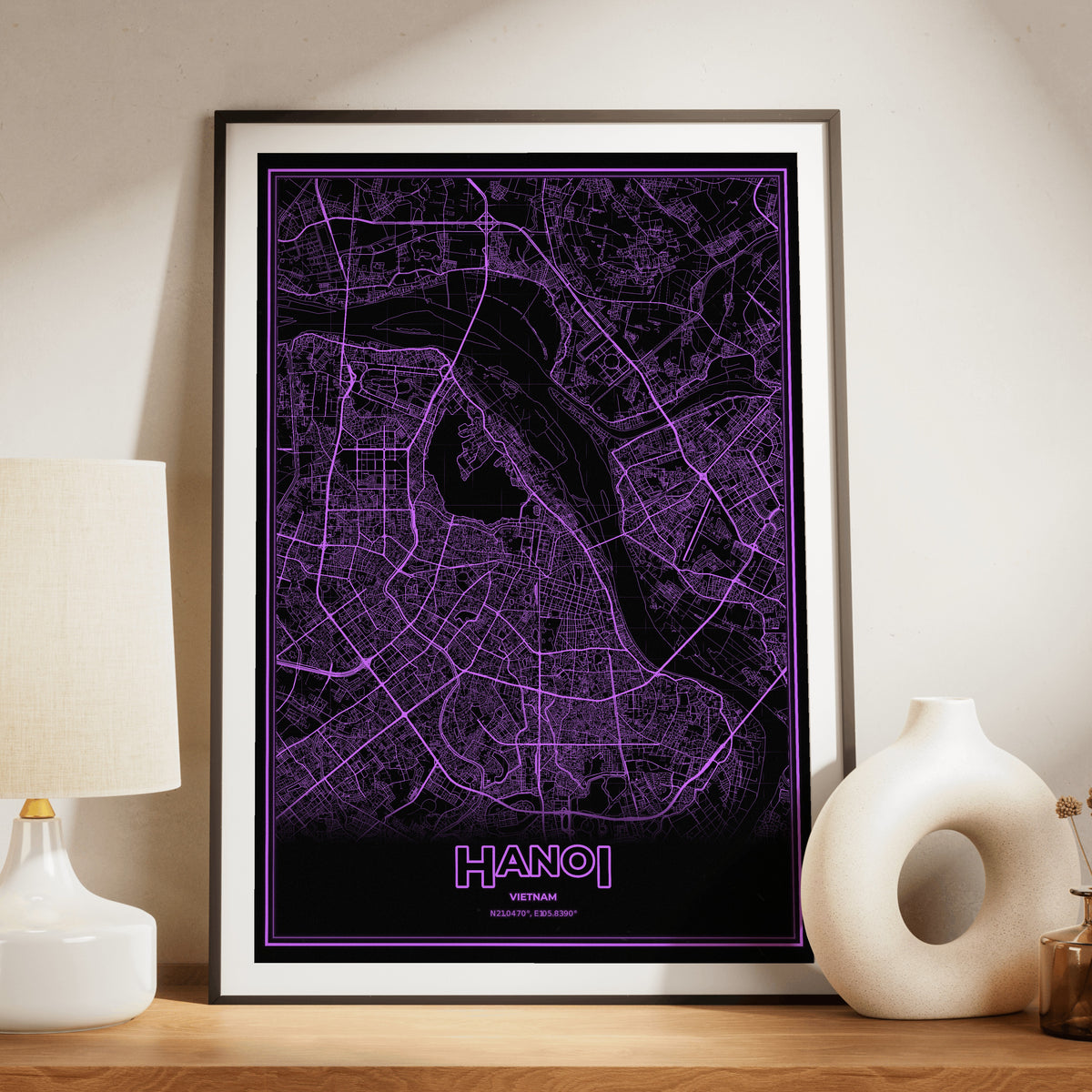 Hanoi Phosphor Map Poster - EGA Violet