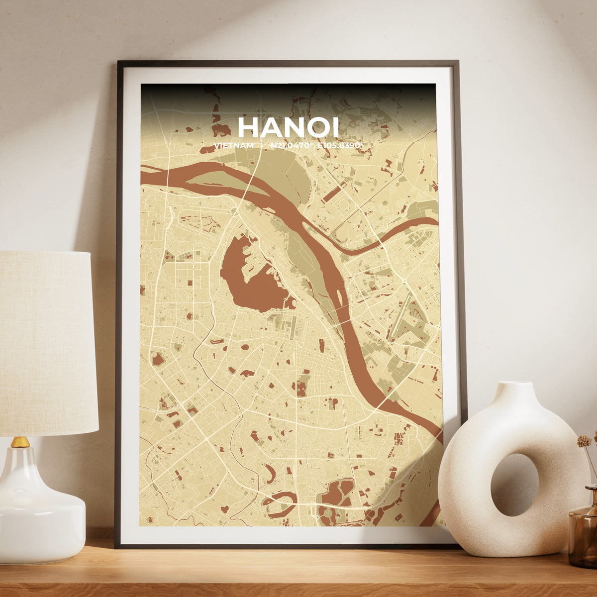 Hanoi Ember Map Poster