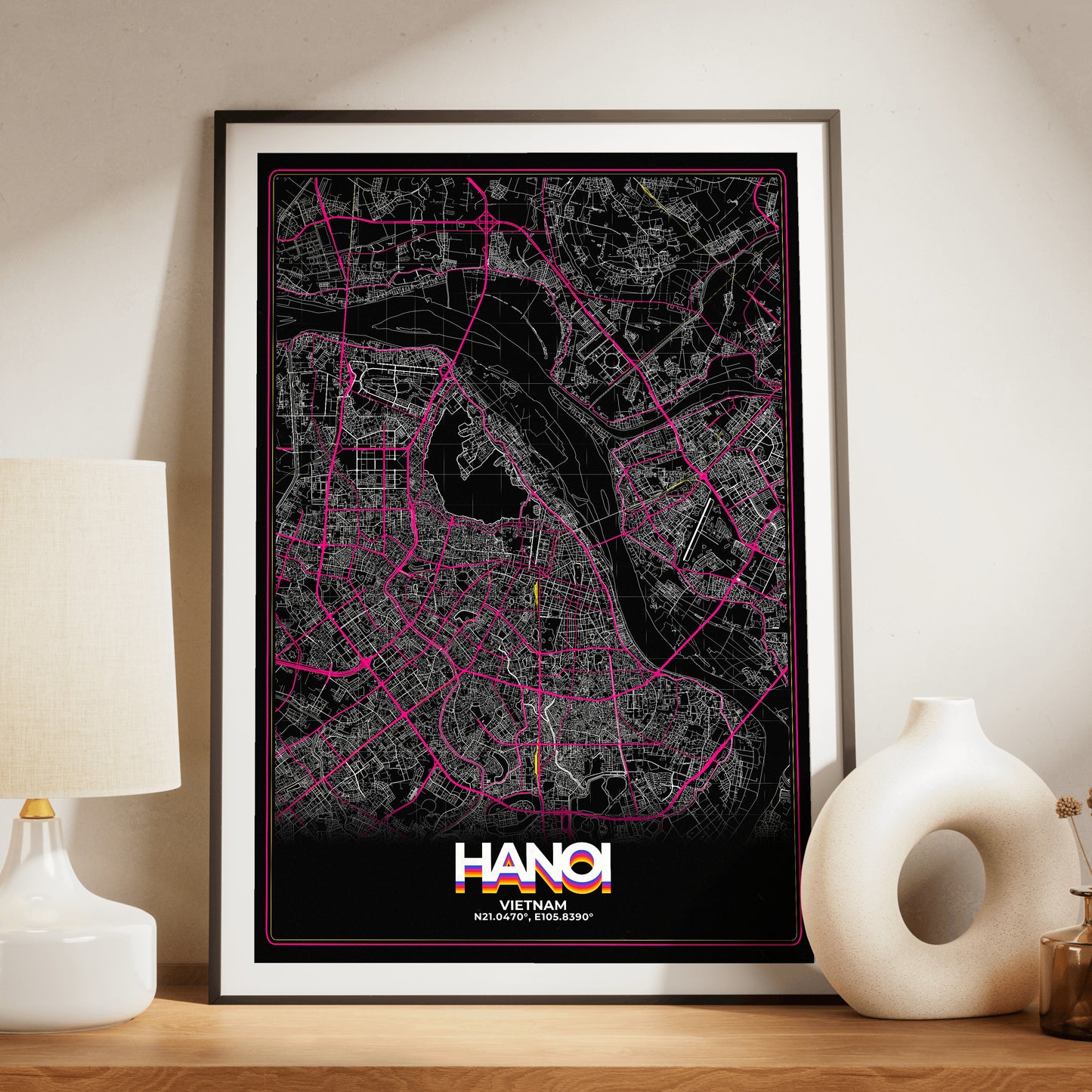 Hanoi Retro Map Poster