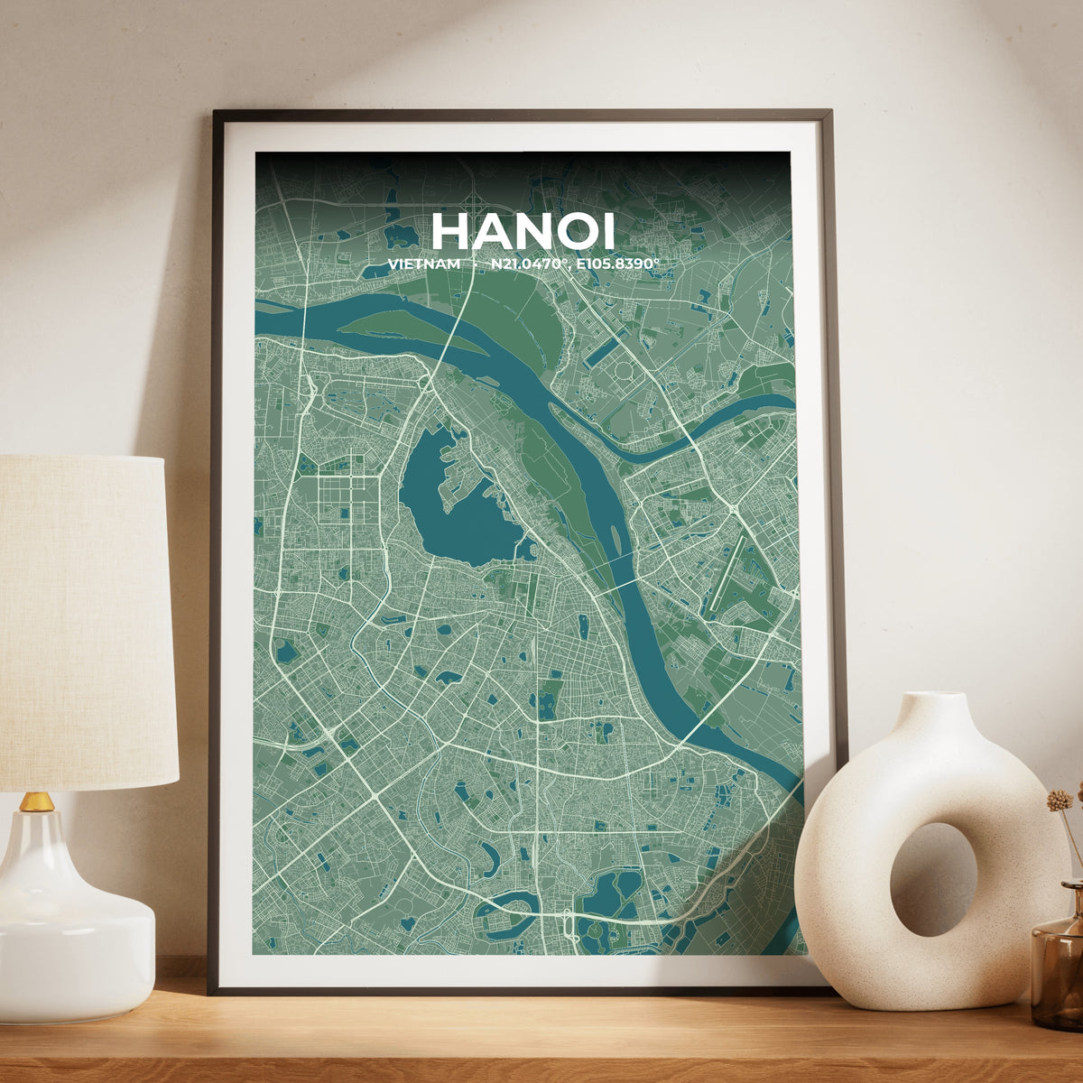 Hanoi Mist Map Poster