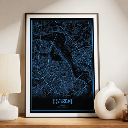 Hanoi Phosphor Map Poster - IBM Blue
