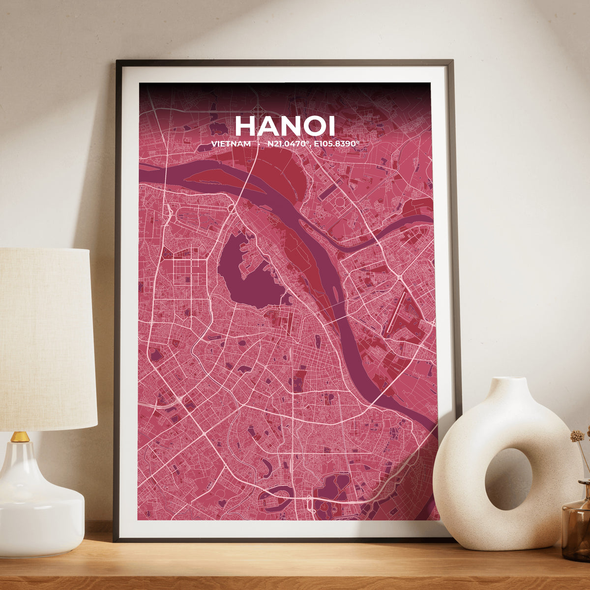 Hanoi Scarlet Map Poster