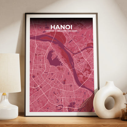 Hanoi Scarlet Map Poster