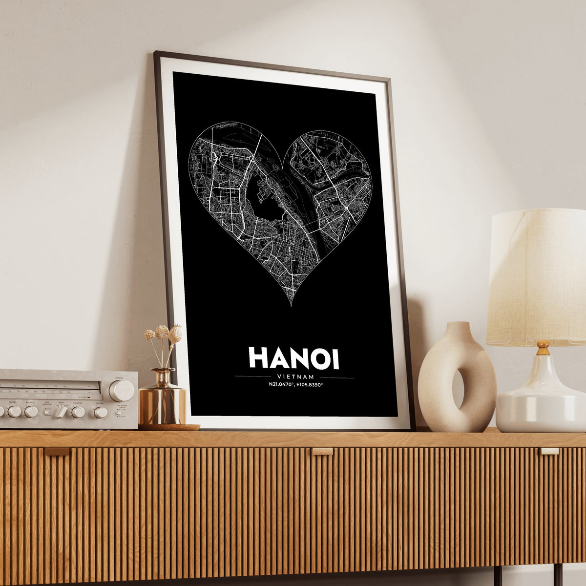 Hanoi Heart Map Poster