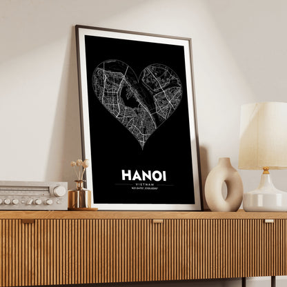 Hanoi Heart Map Poster