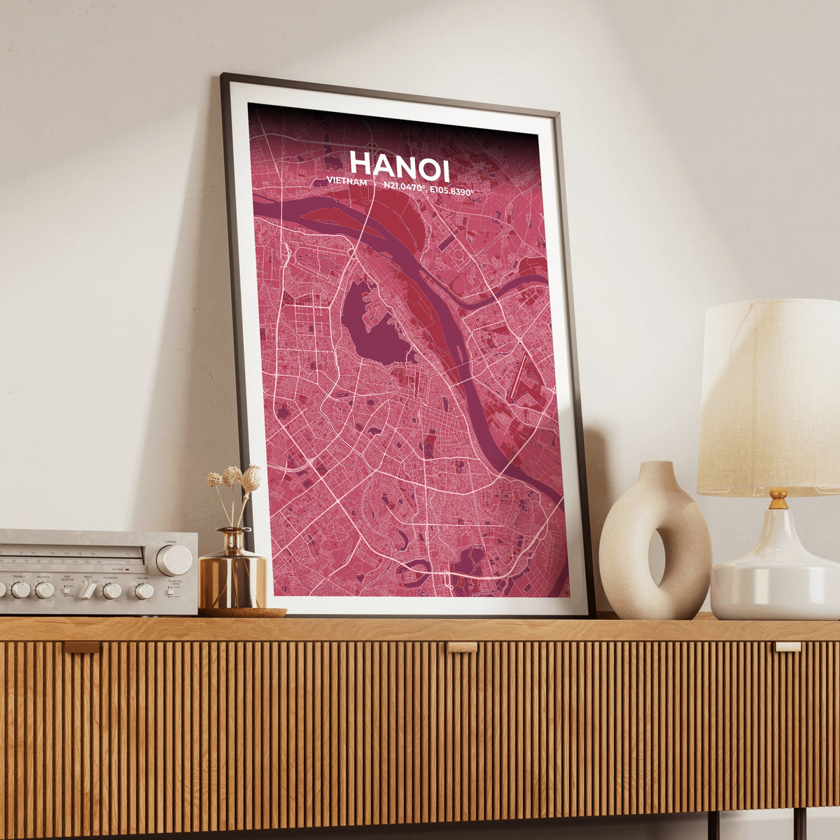 Hanoi Scarlet Map Poster
