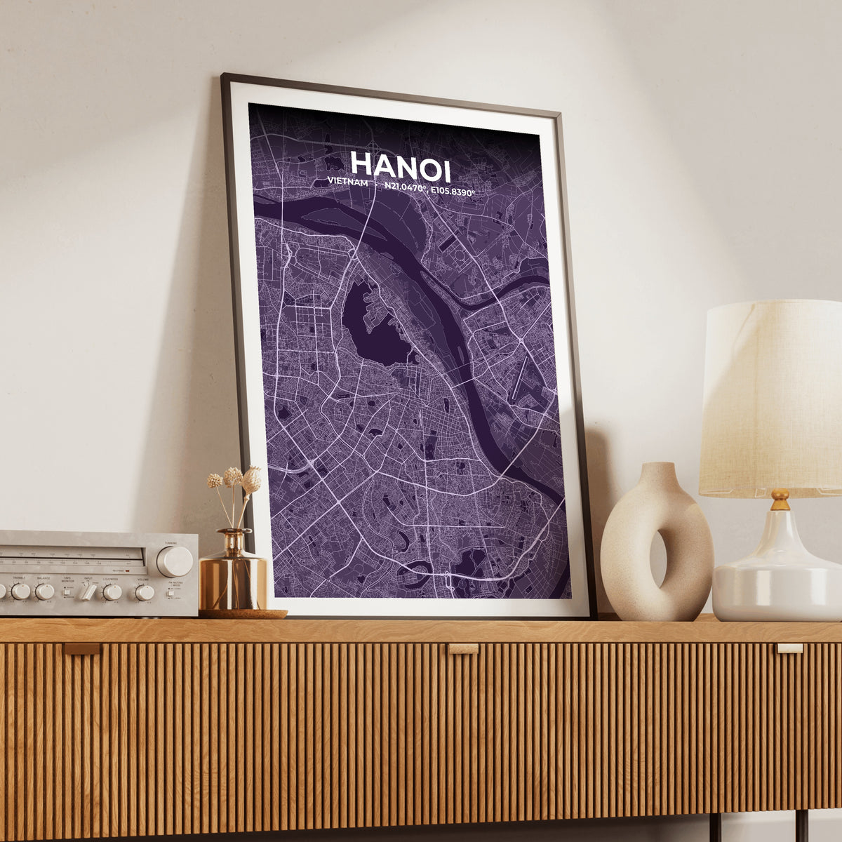 Hanoi Dusk Map Poster