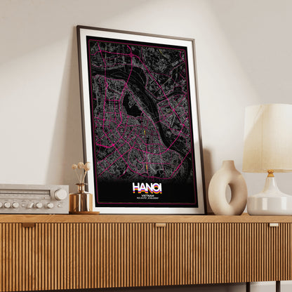 Hanoi Retro Map Poster