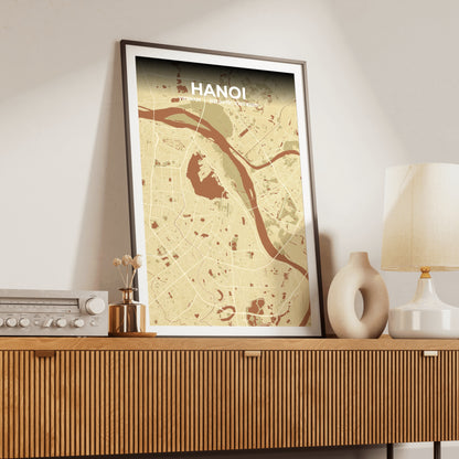 Hanoi Ember Map Poster
