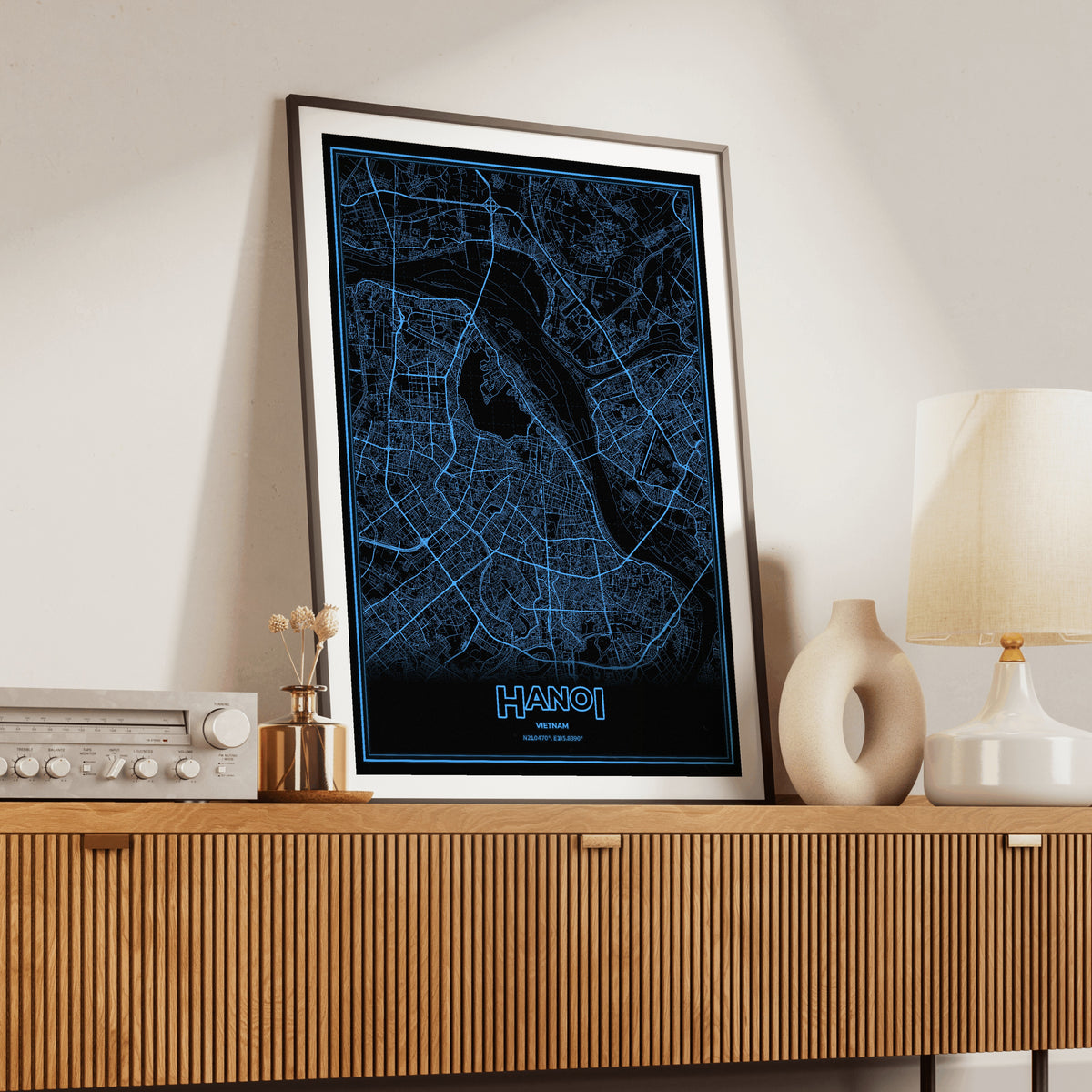 Hanoi Phosphor Map Poster - IBM Blue