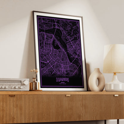 Hanoi Phosphor Map Poster - EGA Violet