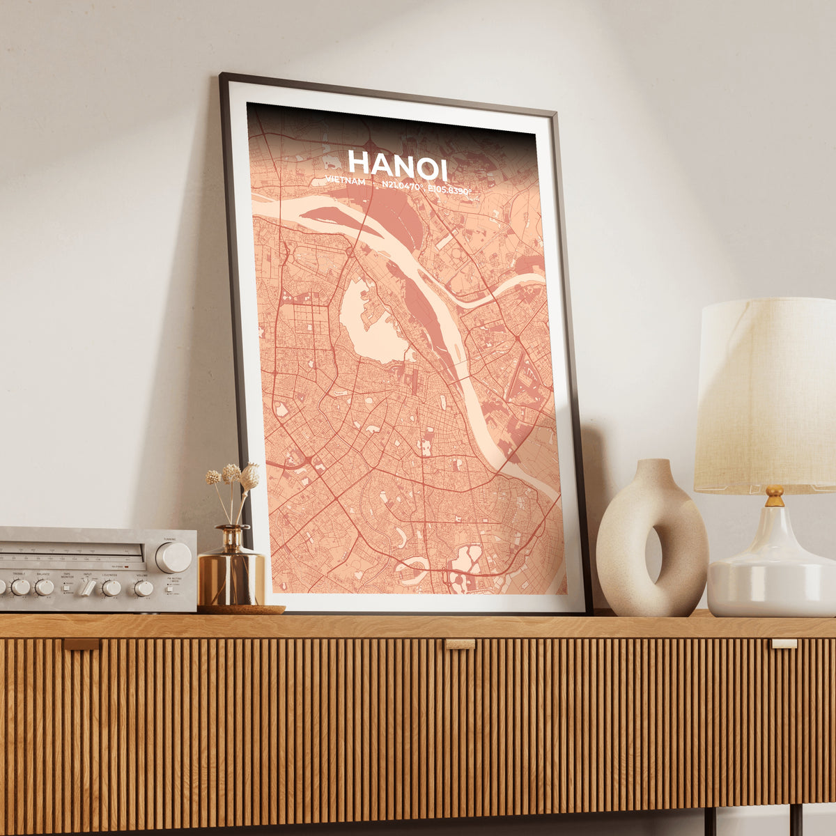 Hanoi Blush Map Poster