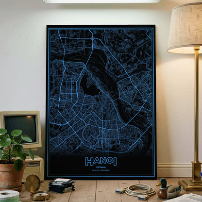 Hanoi Phosphor Map Poster - IBM Blue