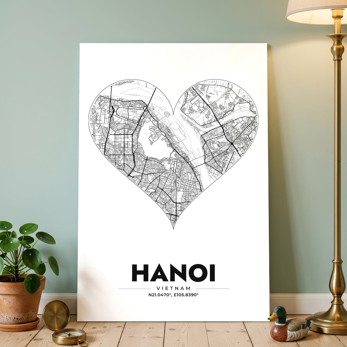 Hanoi Heart Map Poster