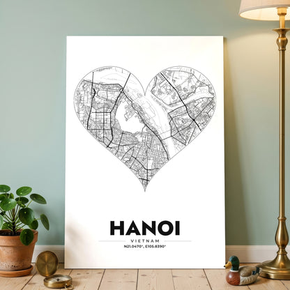 Hanoi Heart Map Poster