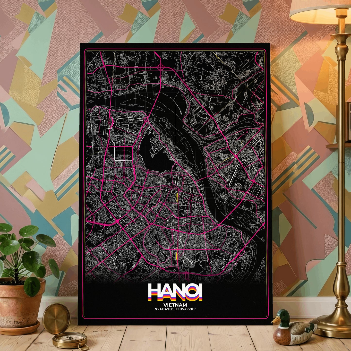 Hanoi Retro Map Poster