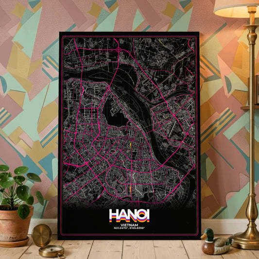 Hanoi Retro Map Poster