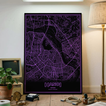 Hanoi Phosphor Map Poster - EGA Violet