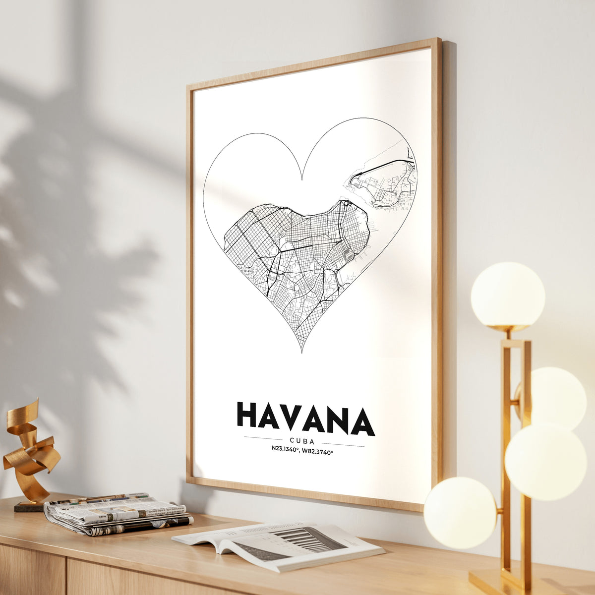 Havana Heart Map Poster