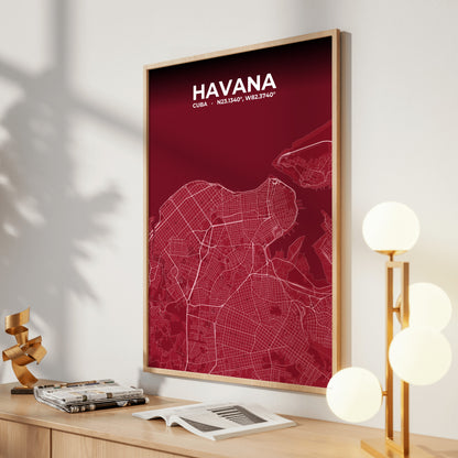 Havana Garnet Map Poster
