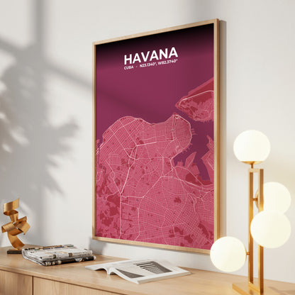 Havana Scarlet Map Poster