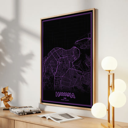 Havana Phosphor Map Poster - EGA Violet