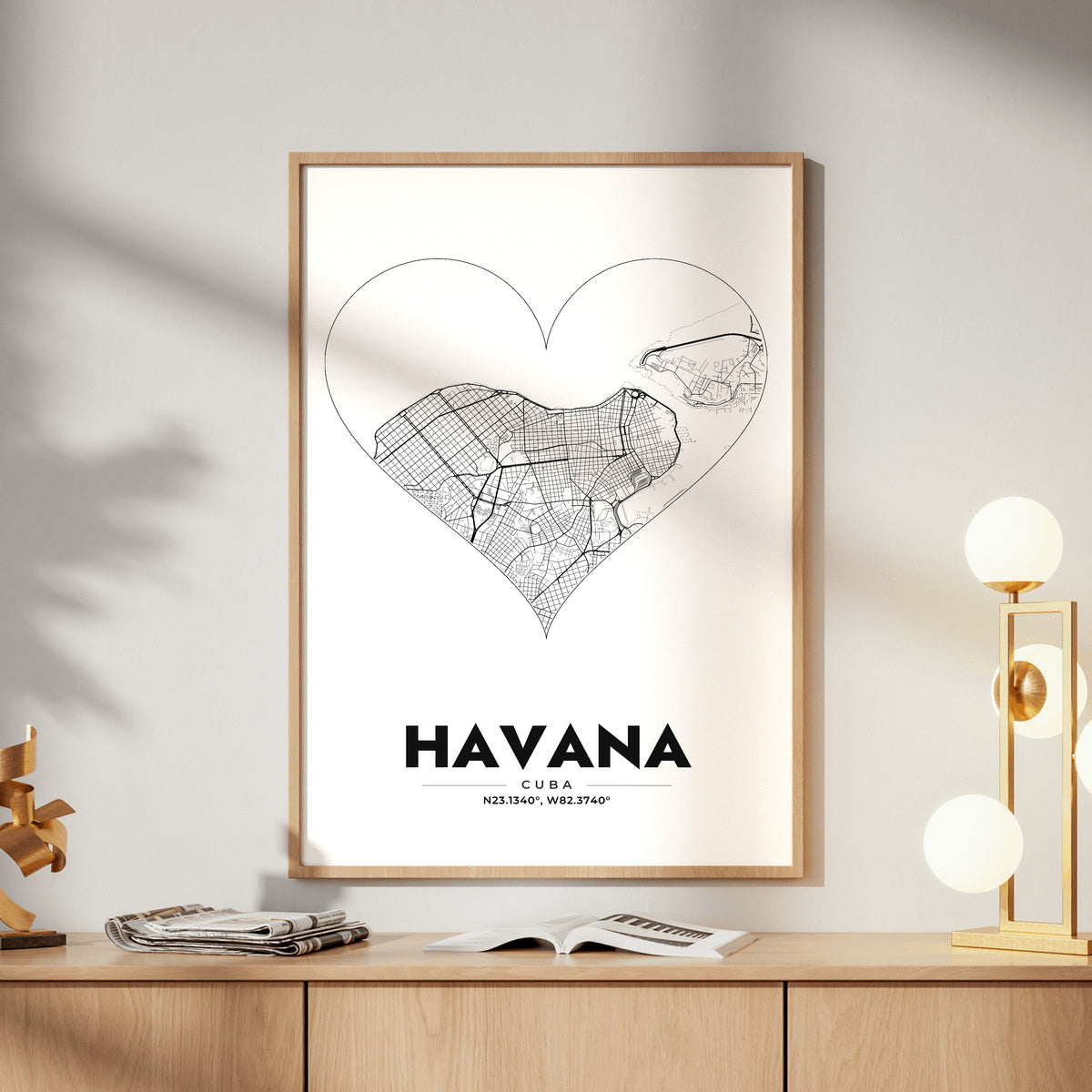 Havana Heart Map Poster