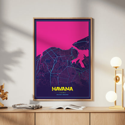 Havana Cyberpunk Map Poster