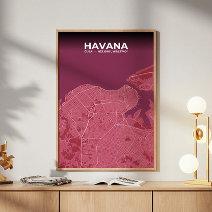 Havana Scarlet Map Poster