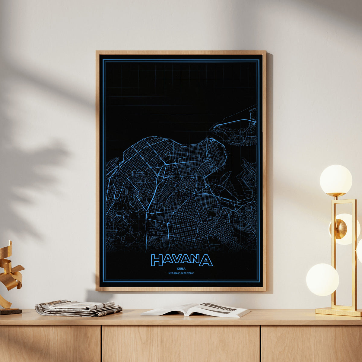 Havana Phosphor Map Poster - IBM Blue