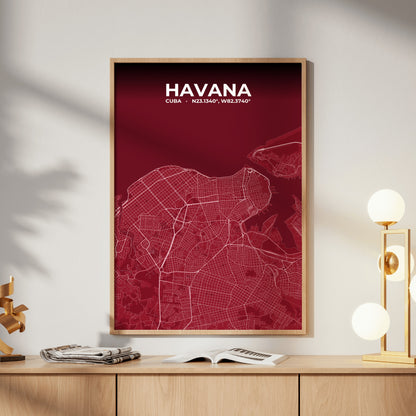 Havana Garnet Map Poster