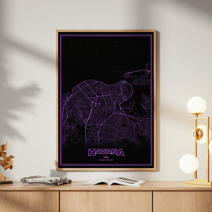 Havana Phosphor Map Poster - EGA Violet
