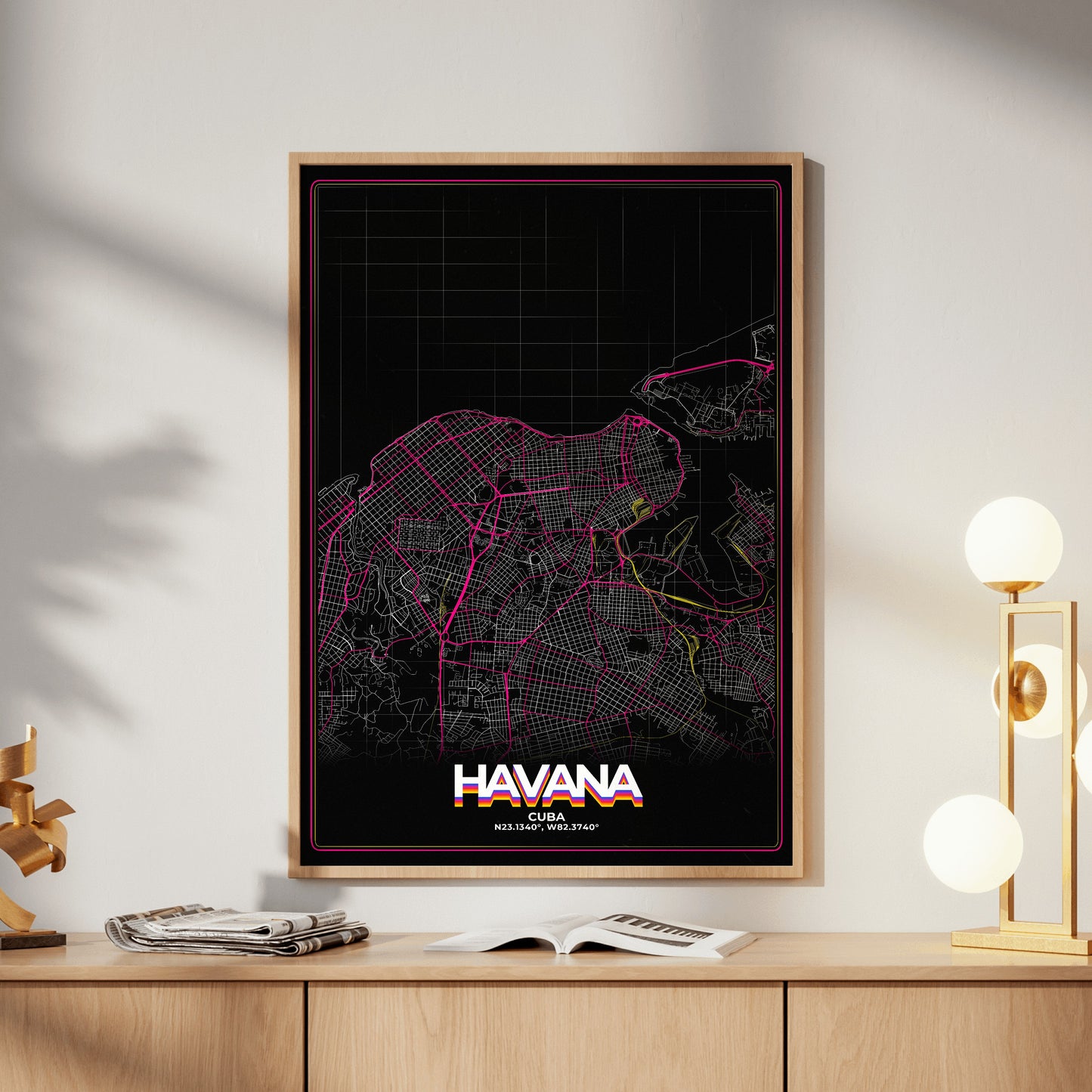 Havana Retro Map Poster