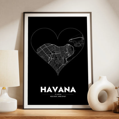 Havana Heart Map Poster