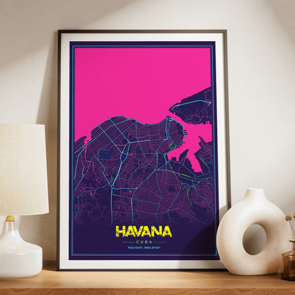 Havana Cyberpunk Map Poster