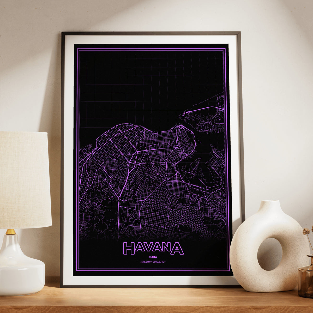 Havana Phosphor Map Poster - EGA Violet
