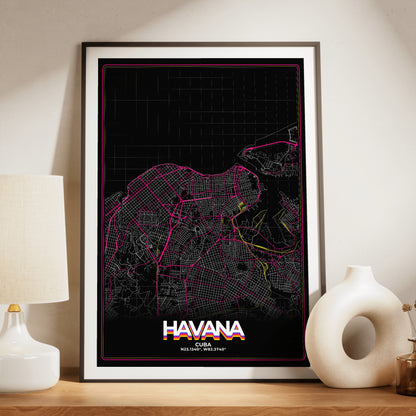 Havana Retro Map Poster