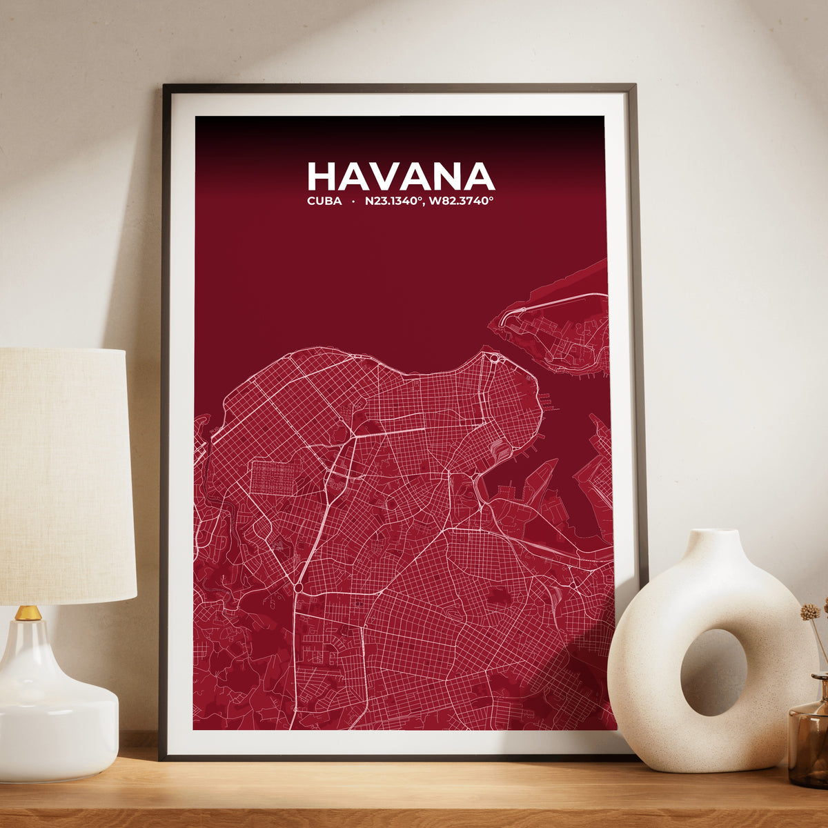 Havana Garnet Map Poster