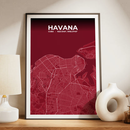 Havana Garnet Map Poster