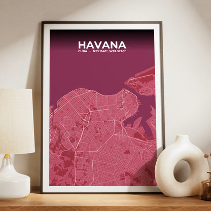 Havana Scarlet Map Poster