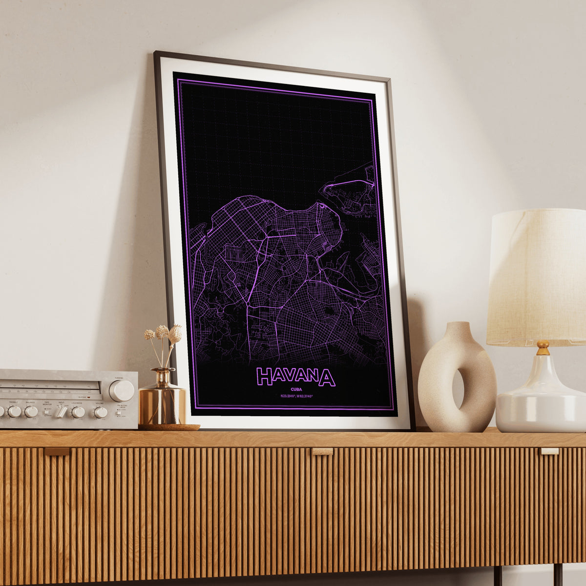 Havana Phosphor Map Poster - EGA Violet