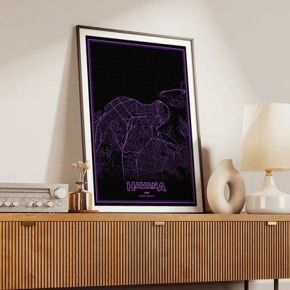 Havana Phosphor Map Poster - EGA Violet