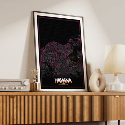 Havana Retro Map Poster